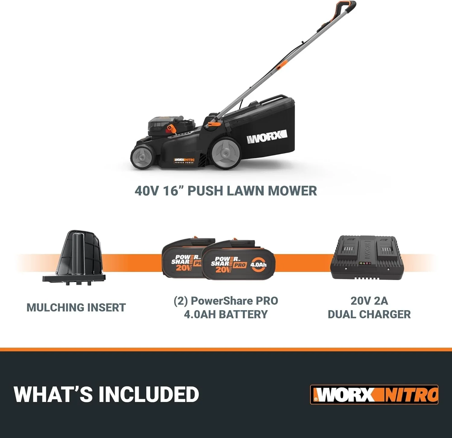 WORX Nitro 40V 16″ Cordless Lawn Mowers w/Brushless Motor 2.0 & Intellicut - Image 5