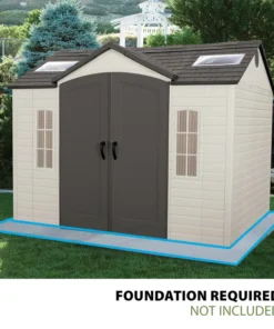 Lifetime Lockable Polyethylene Outdoor Storage Shed, 10′ x 8′, Tan & Browns (60005) - Image 4