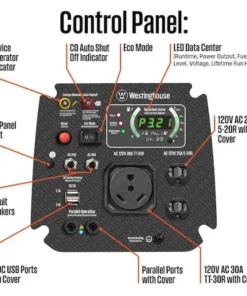 Alternative view of 4,000-Watt Gas Powered Portable Inverter Generator with Recoil Start, LED Data Centers.