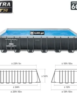 INTEX 26363EH Ultra XTR Deluxe Rectangular Above Ground Swimming Pool Set: 24ft x 12ft x 52in – Includes 2100 GPH Sand Filter Pump – Easy Assemblys