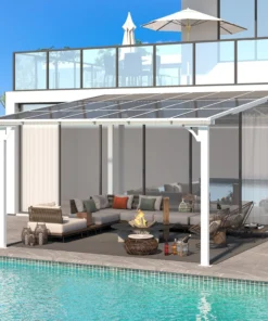 Aecojoy 12 ft x 12 ft White Aluminum Pergola with Canopys