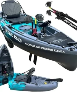 Reel Yaks Raptor Modular Fishing Kayak – 9.5ft Lightweight Sit On Top Kayak for Adults & Youth – Stable & Portable, Ideal Space-Saving Design for Travels – 380lbs Capacity