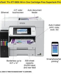 Epson EcoTank Pro ET-5850 Wireless Color All-in-One Supertanks Printer C11CJ29201 - Image 3